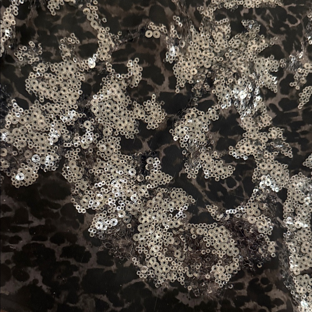 Elie Tahari Black and Silver Sequin Midi Dress with Waist tie - 10 - Picture 3 of 9